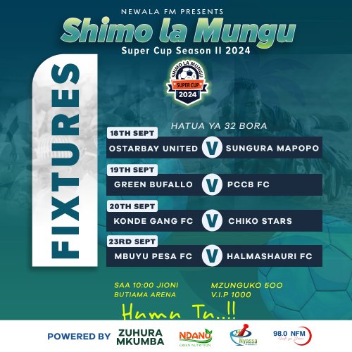 RATIBA YA MASHINDANO YA SHIMO LA MUNGU SUPER CUP SEASON 2